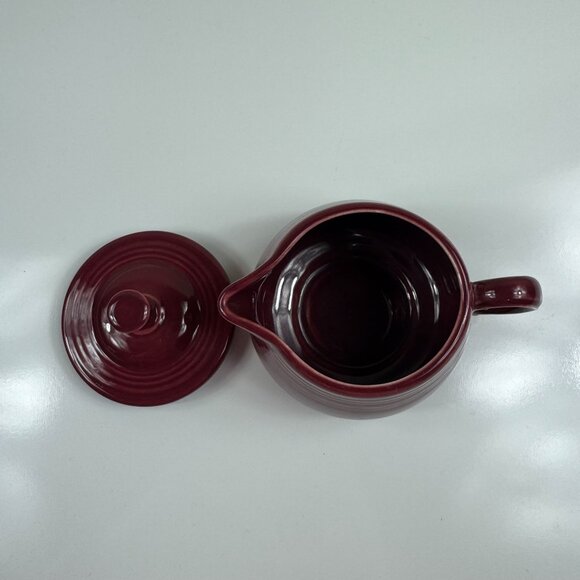 Fiesta Ware 4 Piece Sugar Bowl Creamer Set w/Tray Cinnabar Retired Serveware - Picture 5 of 13